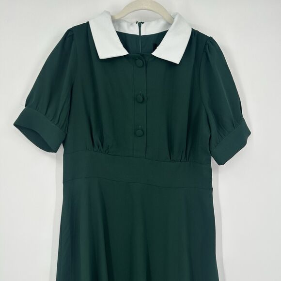 ALEXIA ADMOR Green Azure Emery A-Line Midi Dress Womens Size 12 Retro Pin up - Picture 2 of 14